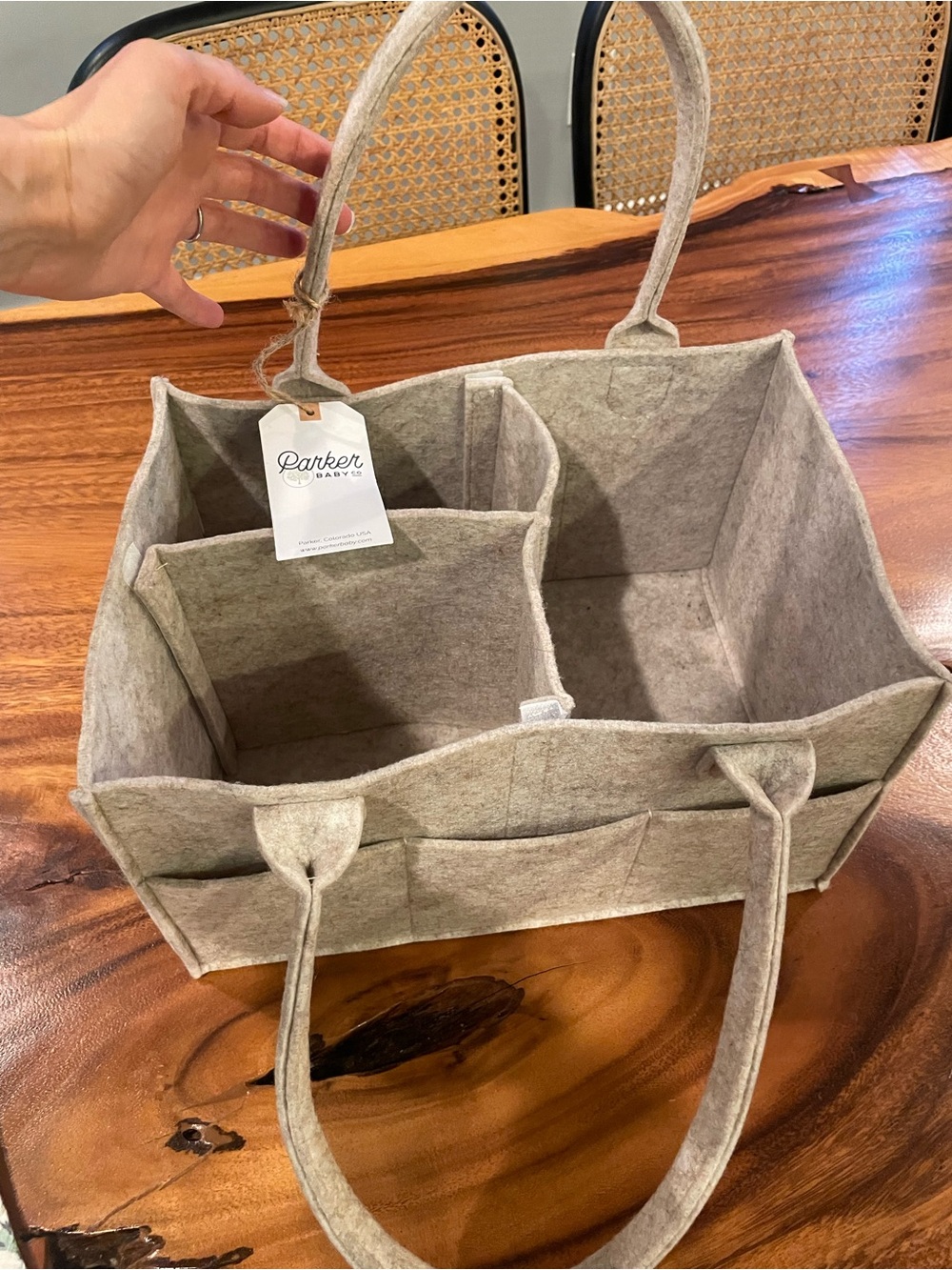 Parker baby oatmeal diaper caddy —used in good condition